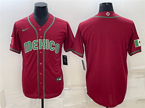 Men's Mexico Baseball Blank 2023 Red World Baseball Classic Stitched Jersey